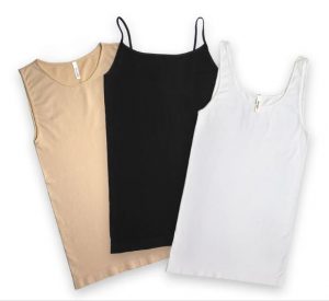 skinnytees Best Sellers Trio - White Tank, Toasted Almond High Neck, Black Cam